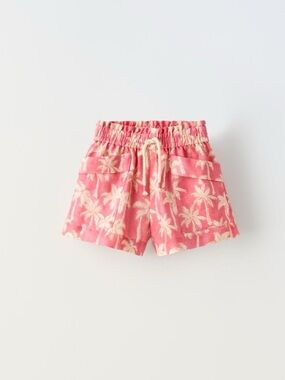 NWT Zara 1.5Y linen blend palm tree shorts